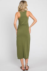 Olive Racerback Fitted Midi Dress