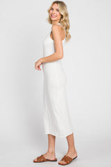 White Racerback Fitted Midi Dress