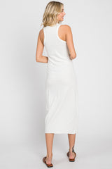 White Racerback Fitted Midi Dress