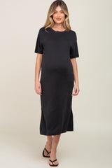 Black Shift Maternity Midi Dress