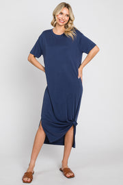 Navy Shift Midi Dress