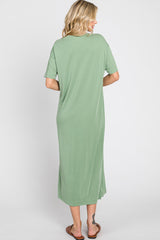 Green Shift Midi Dress