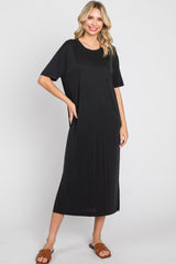 Black Midi T-Shirt Maternity Dress