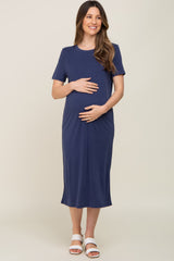 Navy Midi T-Shirt Maternity Dress