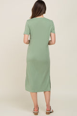 Green Midi T-Shirt Maternity Dress