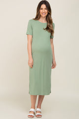 Green Midi T-Shirt Maternity Dress