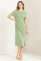 Green Midi T-Shirt Maternity Dress