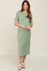 Green Midi T-Shirt Maternity Dress