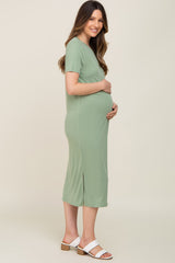 Green Midi T-Shirt Maternity Dress