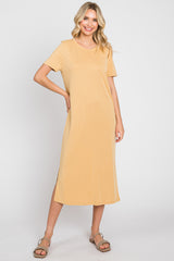 Yellow Midi T-Shirt Maternity Dress