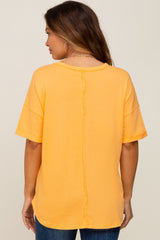 Orange Oversized V-Neck Cuffed Short Sleeve Maternity Tee