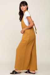 Mustard Wide Leg Tie Back Overalls