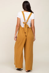 Mustard Wide Leg Tie Back Overalls