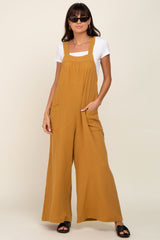 Mustard Wide Leg Tie Back Overalls