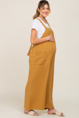 Mustard Wide Leg Tie Back Maternity Overalls