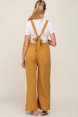 Mustard Wide Leg Tie Back Maternity Overalls