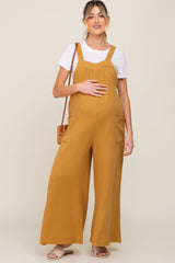 Mustard Wide Leg Tie Back Maternity Overalls