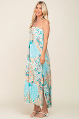 Jade Floral Halter Front Tie Maxi Dress