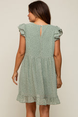 Sage Polka Dot Layered Sleeve Maternity Dress