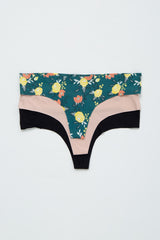 Multi-Color Floral Seamless Thong Maternity Underwear Set