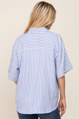 Blue Striped Button Down Top