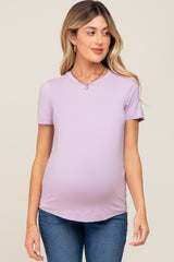 Lavender Short Sleeve Maternity Top