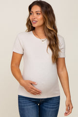 Beige Short Sleeve Maternity Top