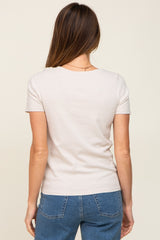 Beige Short Sleeve Top