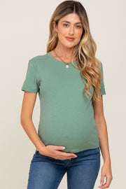 Green Short Sleeve Maternity Top