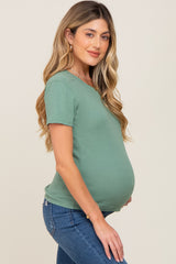 Green Short Sleeve Maternity Top