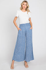 Blue Dotted Smocked Waist Pants