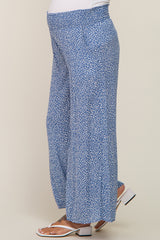 Blue Dotted Smocked Waist Maternity Pants