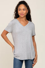 Grey V-Neck Maternity Tee