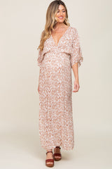 Ivory Double V Short Sleeve Maternity Maxi Dress