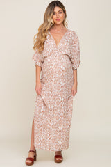 Ivory Double V Short Sleeve Maternity Maxi Dress