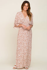 Ivory Double V Short Sleeve Maternity Maxi Dress