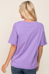 Lavender Oversized Rolled Short Sleeve Top