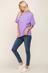 Lavender Oversized Rolled Short Sleeve Top