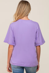 Lavender Oversized Rolled Short Sleeve Maternity Top