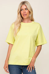 Lime Oversized Rolled Short Sleeve Maternity Top