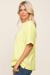 Lime Oversized Rolled Short Sleeve Top