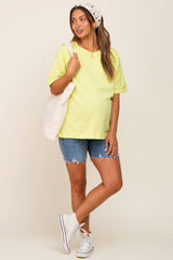 Lime Oversized Rolled Short Sleeve Maternity Top