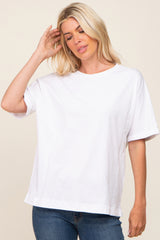 White Oversized Rolled Short Sleeve Maternity Top