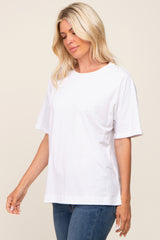 White Oversized Rolled Short Sleeve Top