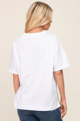 White Oversized Rolled Short Sleeve Top