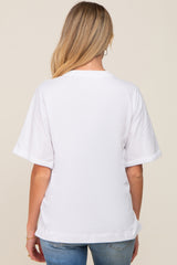 White Oversized Rolled Short Sleeve Maternity Top