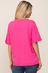 Fuchsia Oversized Rolled Short Sleeve Top