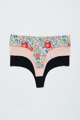 Multi-Color Floral Seamless Maternity Thong Underwear Set