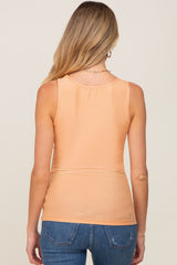 Peach Sleeveless Ribbed Maternity Top