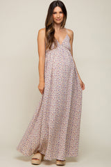 Taupe Floral Sleeveless Maternity Maxi Dress